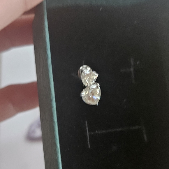 GRA Certified Heart Cut Moissanite Drop Earrings 3/6cttw - Picture 6 of 8